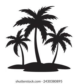 Coconut palm tree silhouette. vector illustration.