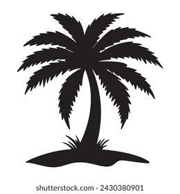 Coconut palm tree silhouette. vector illustration.