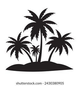 Coconut palm tree silhouette. vector illustration.