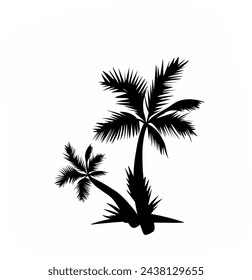 Coconut palm tree silhouette. vector illustration