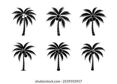  Coconut Palm Tree Silhouette Vector Collection - Iconic Tropical Designs