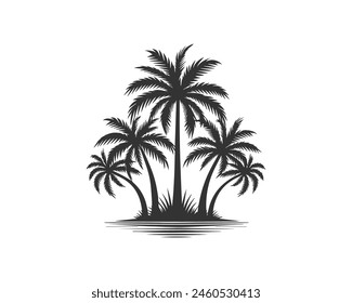 coconut palm tree  silhouettes Vector design white background