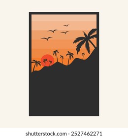 silhueta de vetor de cartaz de design de verão de coco ou palmeira