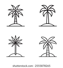 coconut, palm tree summer isolated icon vector illustration design  black and white