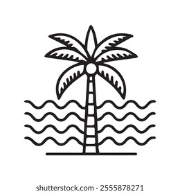 coconut, palm tree summer isolated icon vector illustration design  black and white