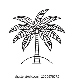 coconut, palm tree summer isolated icon vector illustration design  black and white