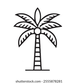 coconut, palm tree summer isolated icon vector illustration design  black and white