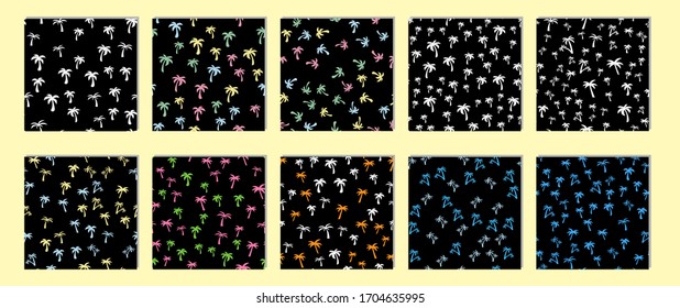 Coconut palm tree. Summer Tropical vector Seamless pattern