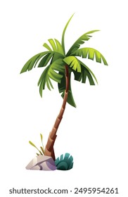 Coconut palm tree. Vector cartoon illustration
