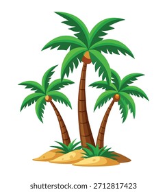 Coconut Palm Tree Vector Illustration – Tropical Fruit Plant on White Background