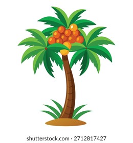 Ilustração do vetor da palmeira do coco - Planta de fruta tropical no fundo branco