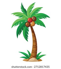 Ilustração do vetor da palmeira do coco - Planta de fruta tropical no fundo branco