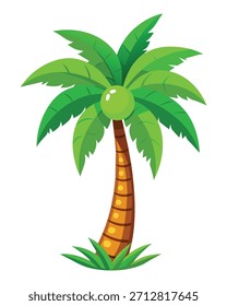 Ilustración vectorial de palmera de coco - planta de frutas tropicales sobre fondo blanco