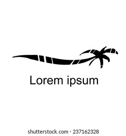 Coconut palm tree, wave, natural icon isolated on a white background, art logo design