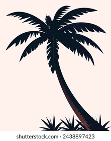 Coconut palm trees with grass