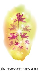 Coconut palm trees vector background
