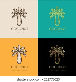 Coconut Palm Vintage Logo Or Symbol