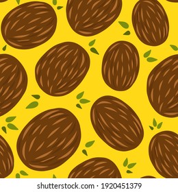 Coconut pattern. Vector seamless texture. Doodle sweet texture.