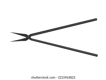Coconut peeling pliers, vector, has a long iron handle. The pointed end can easily penetrate into the coconut shell and can be opened to separate the coconut shells.