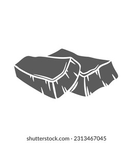 Coconut pieces glyph icon vector illustration. Stamp of two slices of coco fruit, chunks pile of tropical open nut for cooking dessert, parts of tropical coconut for healthy vegetarian nutrition