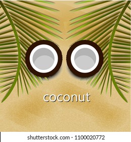 Coconut is placed on the beach.