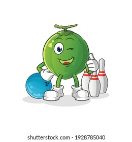coconut play bowling illustration. character vector