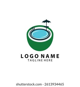 coconut pond logo design vector