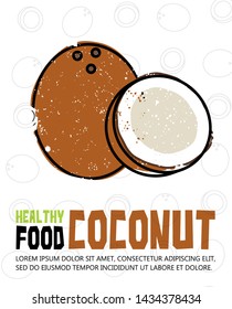 Coconut Poster Design. Vector Illustration.
