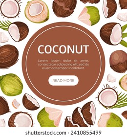 Coconut Product Banner Design with Organic Plant Vector Template