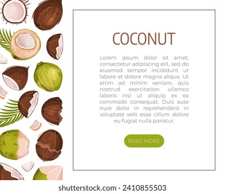 Coconut Product Banner Design with Organic Plant Vector Template