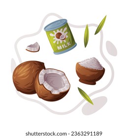 Coconut Product as Tropical Fruit and Organic Food Ingredient Vector Composition