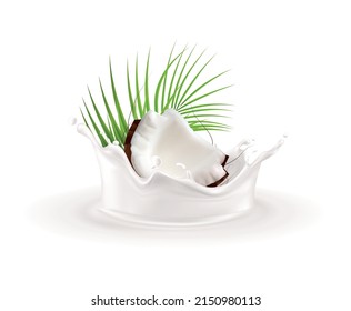 Coconut products realistic composition with isolated product image on blank backround vector illustration