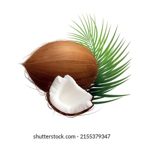 Coconut products realistic composition with isolated product image on blank backround vector illustration