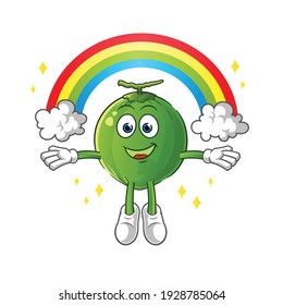 coconut with a rainbow mascot. cartoon vector