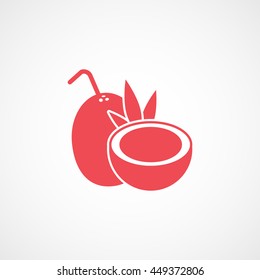 Coconut Red Flat Icon On White Background