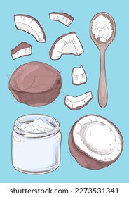 Ilustración vectorial de colección relacionada con coco