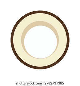Coconut Round Cross Section Icon Illustration Containing sliced coconut fruit, tropical produce texture, and exotic food