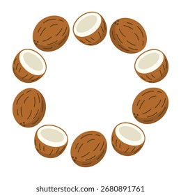 Diseño tropical del marco redondo del coco
