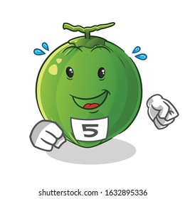 coconut runner cartoon. cute chibi cartoon mascot vector