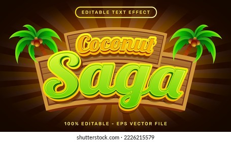 coconut saga 3d text effect and editable text effect with coconut tree