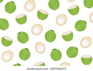 Coconut Seamless Pattern Background. Vector Illustration.