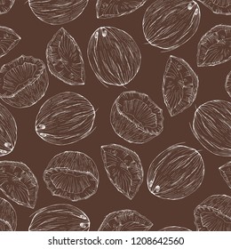 Coconut seamless pattern, vector