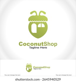 Coconut selling place vector logo template