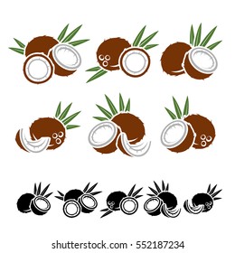 Coconut set. Vector