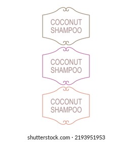 ETIQUETAS DE DISEÑO DE SHAMPOO COCOTERO ELABORADAS PARA LAS TIENDAS DE COSMÉTICA AISLADAS EN BLANCO