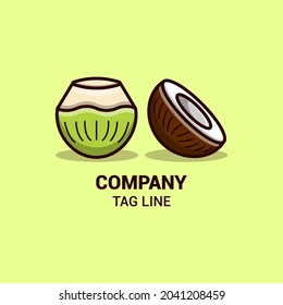 Coconut and coconut shell, Logo and icon Design Template Vector, Emblem, Design Concept