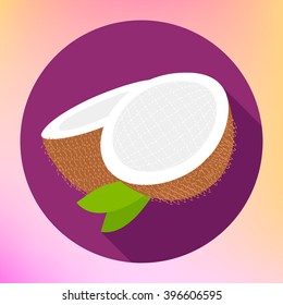Coconut sign. Coco Flat Icon. Halved coconut fruit vector pictogram. Coco exotic fruit sign. Sliced coconut flat icon for web and mobile devices 