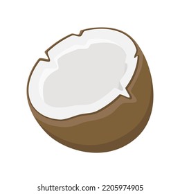 Coconut Sign Emoji Icon Illustration. Exotic Fruit Vector Symbol Emoticon Design Clip Art Sign Comic Stil.