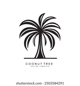 coconut silhouette vector art, logo, icon design black and white 