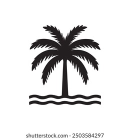 Arte vectorial de la silueta del coco, logotipo, diseño del icono blanco y negro 